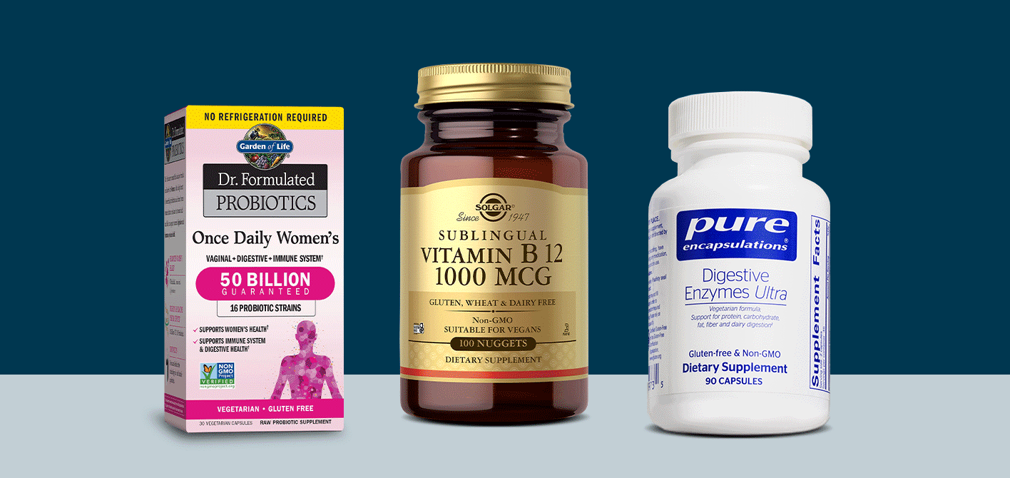 Garden of Life, Solgar, Pure Encapsulations, Nordic Naturals, Trace, and Vital Protein items