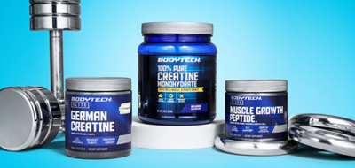 BodyTech Elite German Creatine, BodyTech 100% Creatine Monohydrate, and BodyTech Elite Muscle Growth Peptide