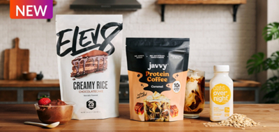 Elev8 Creamy Rice, Javvy Protein coffee, and Oats overnight